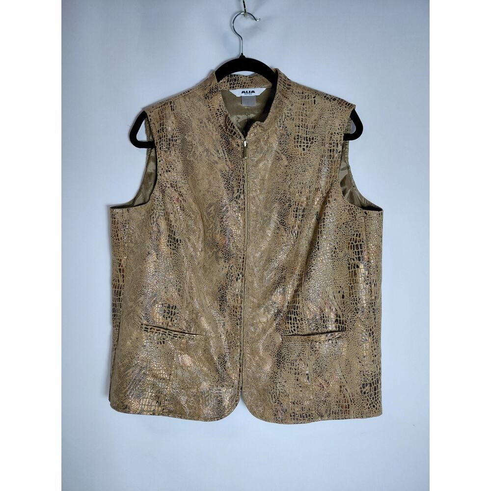 ALIA PETITES Brown Vest Solid Sleeveless Wom See Measurements